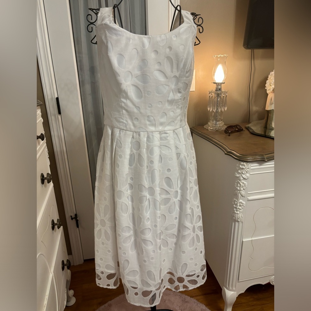 White Sundress with Spaghetti Straps and Cap Sleeves